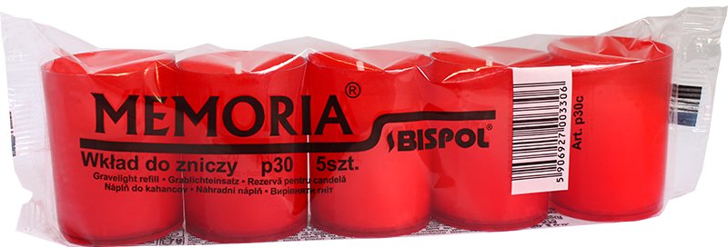 Wkłady do zniczy parafinowe BISPOL P30C 15H 5szt.