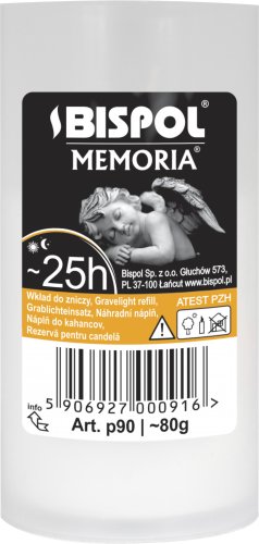 Bispol Wkład do znicza parafinowy P90 25H 1szt MR/5906927000916