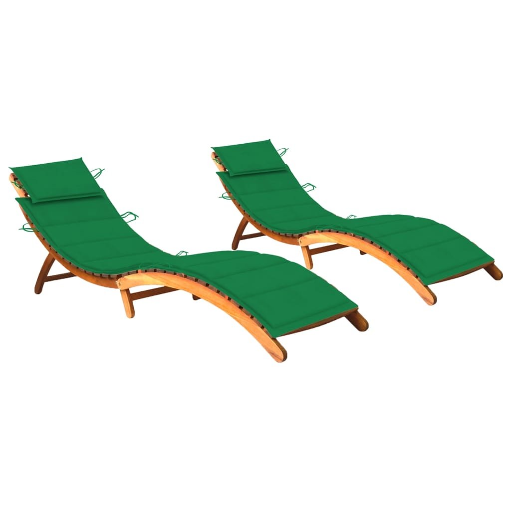 vidaXL Leżaki z poduszkami, 2 szt., lite drewno akacjowe 3077366