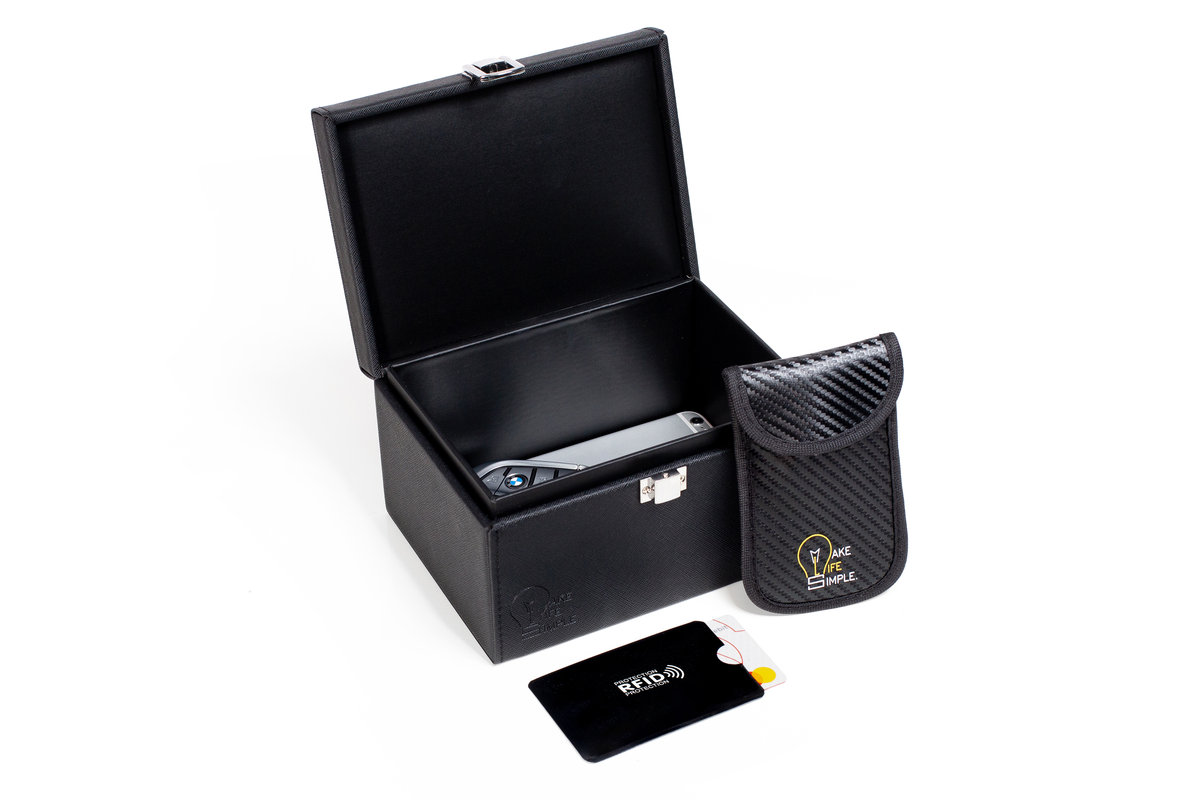 Zestaw Pudełko antykradzieżowe na kluczyki FARADAY BOX + Etui Keyless RFID/ Make Life Simple