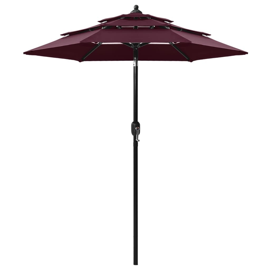 vidaXL 3-poziomowy parasol na aluminiowym słupku, bordowy, 2 m vidaXL