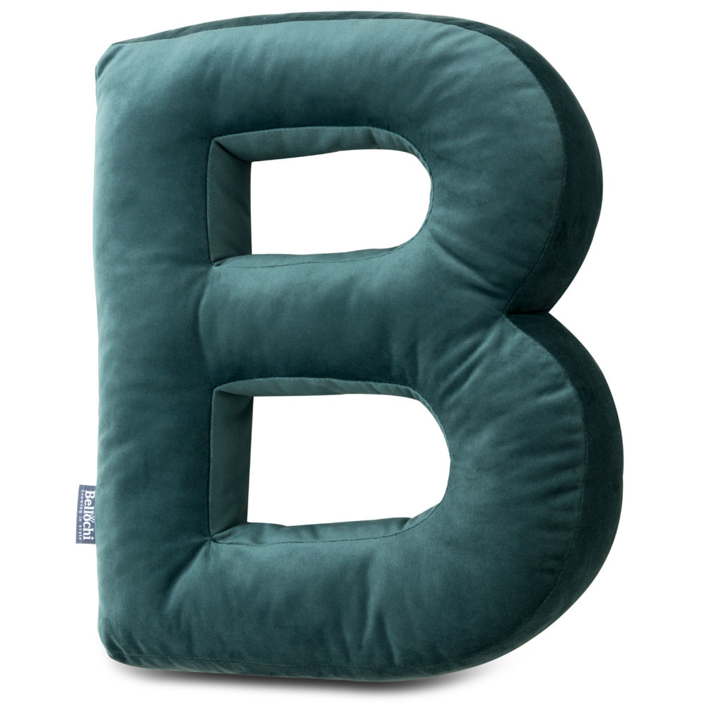 Poduszka dekoracyjna literka B, zielona