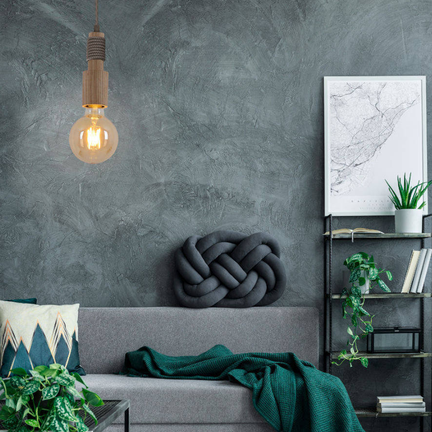 Nave Skandynawska LAMPA wisząca BENTO 0141627 drewniana OPRAWA ekologiczny ZWIS tuba brązowa 0141627