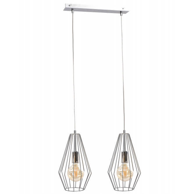 KET LAMPA wisząca  industrialna OPRAWA metalowy ZWIS druciaki srebrne KET667