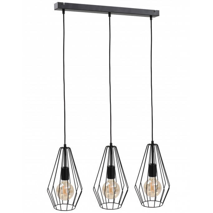 KET LAMPA wisząca industrialna OPRAWA metalowy ZWIS druciany czarny KET437