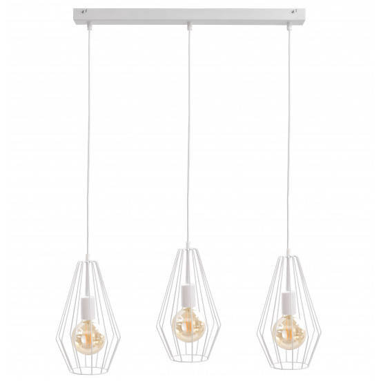 KET Loftowa LAMPA wisząca metalowa OPRAWA industrialny ZWIS druciaki białe KET441