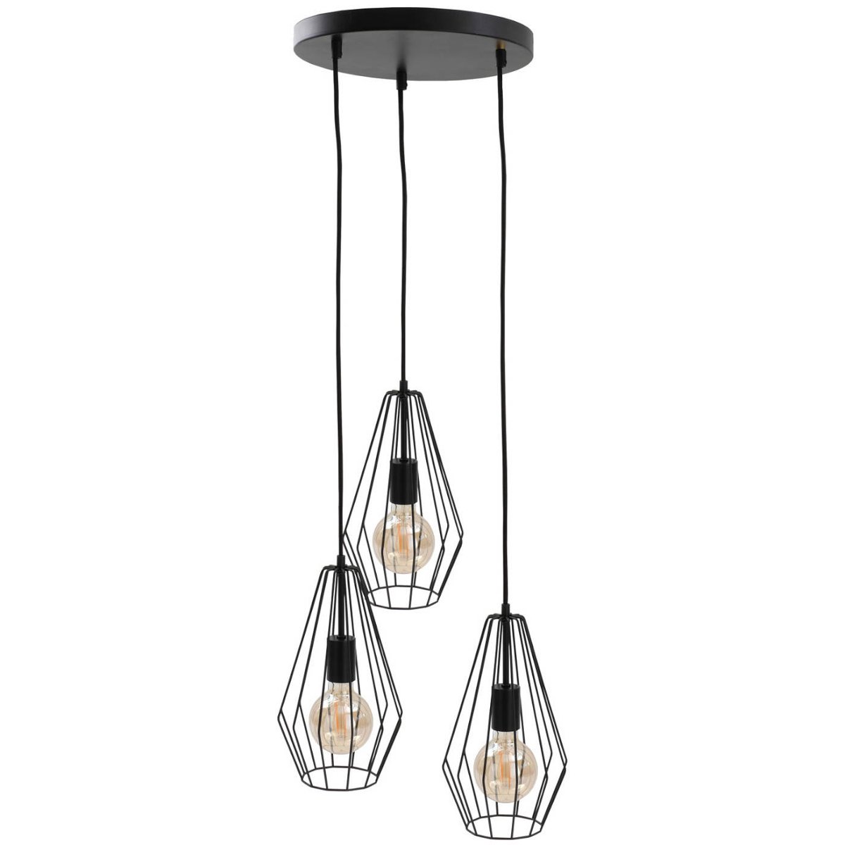 KET Industrialna LAMPA wisząca druciana OPRAWA metalowy ZWIS loftowy czarny KET438