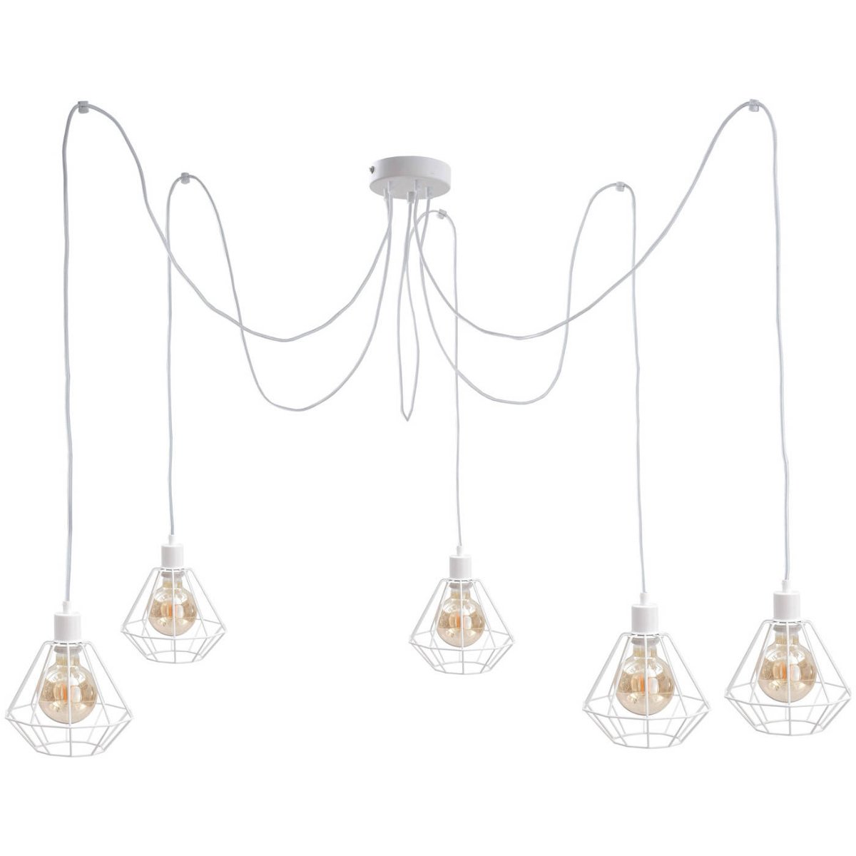 KET Loftowa LAMPA wisząca metalowa OPRAWA druciany ZWIS pająk biały KET466