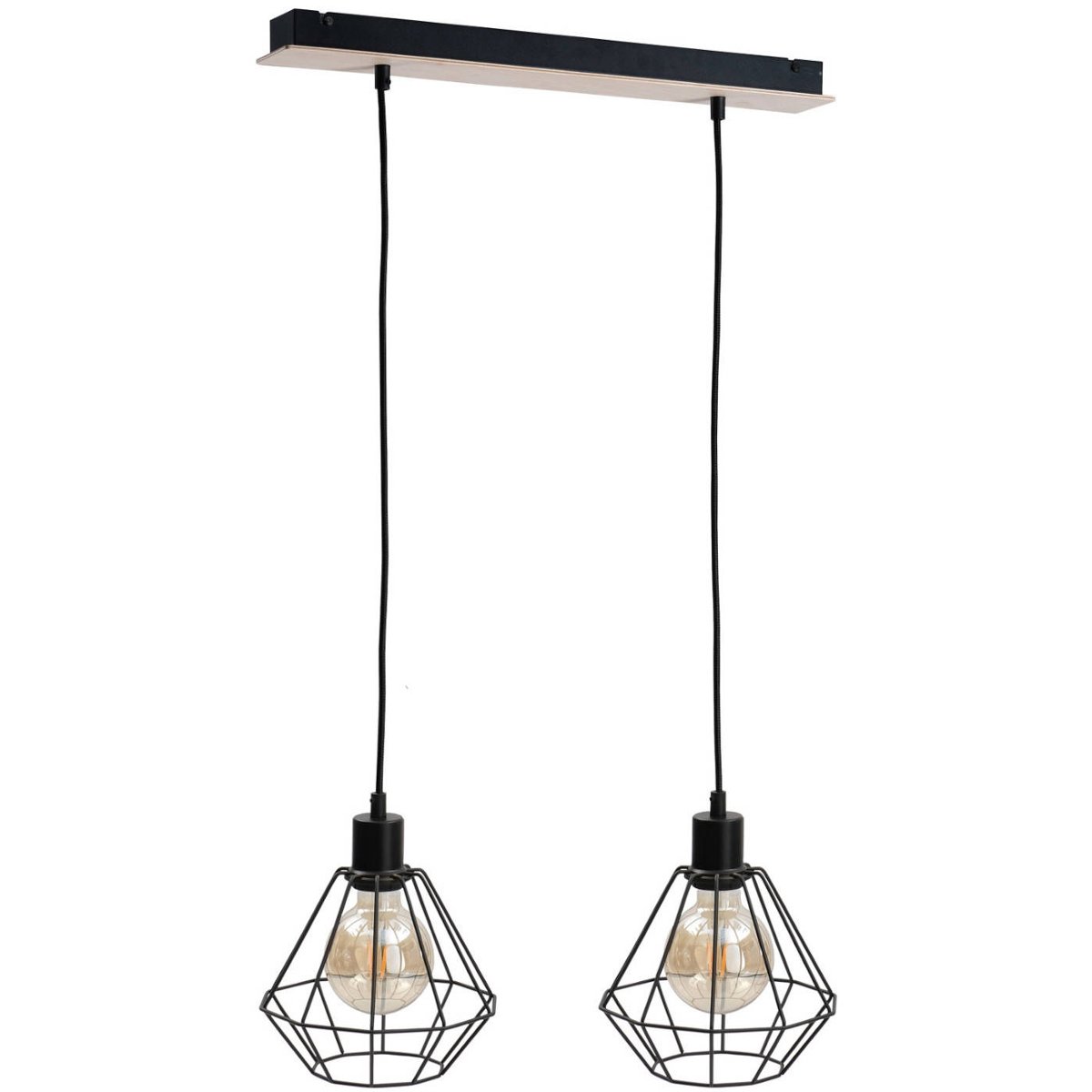 KET Druciana LAMPA wisząca loftowa OPRAWA metalowy zwis czarny drewno KET564