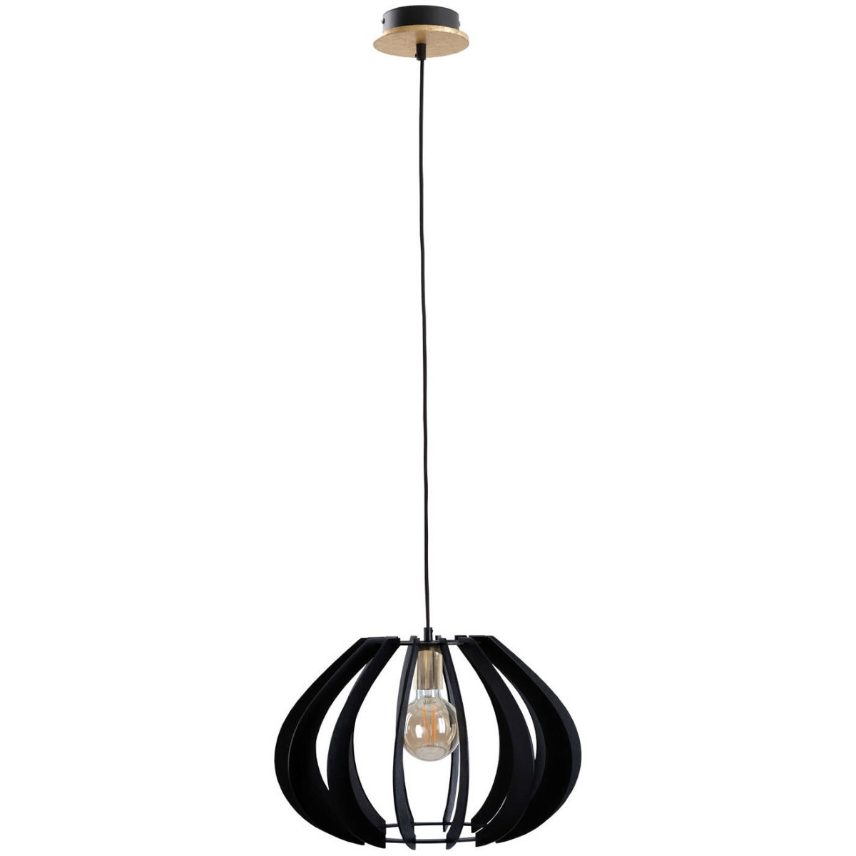 KET Drewniana LAMPA wisząca loftowa OPRAWA skandynawski zwis czarny KET619