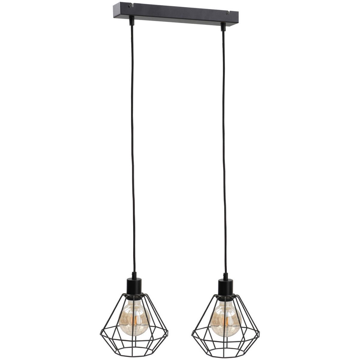 KET Loftowa LAMPA wisząca industrialna OPRAWA metalowe druciaki zwis czarny KET451