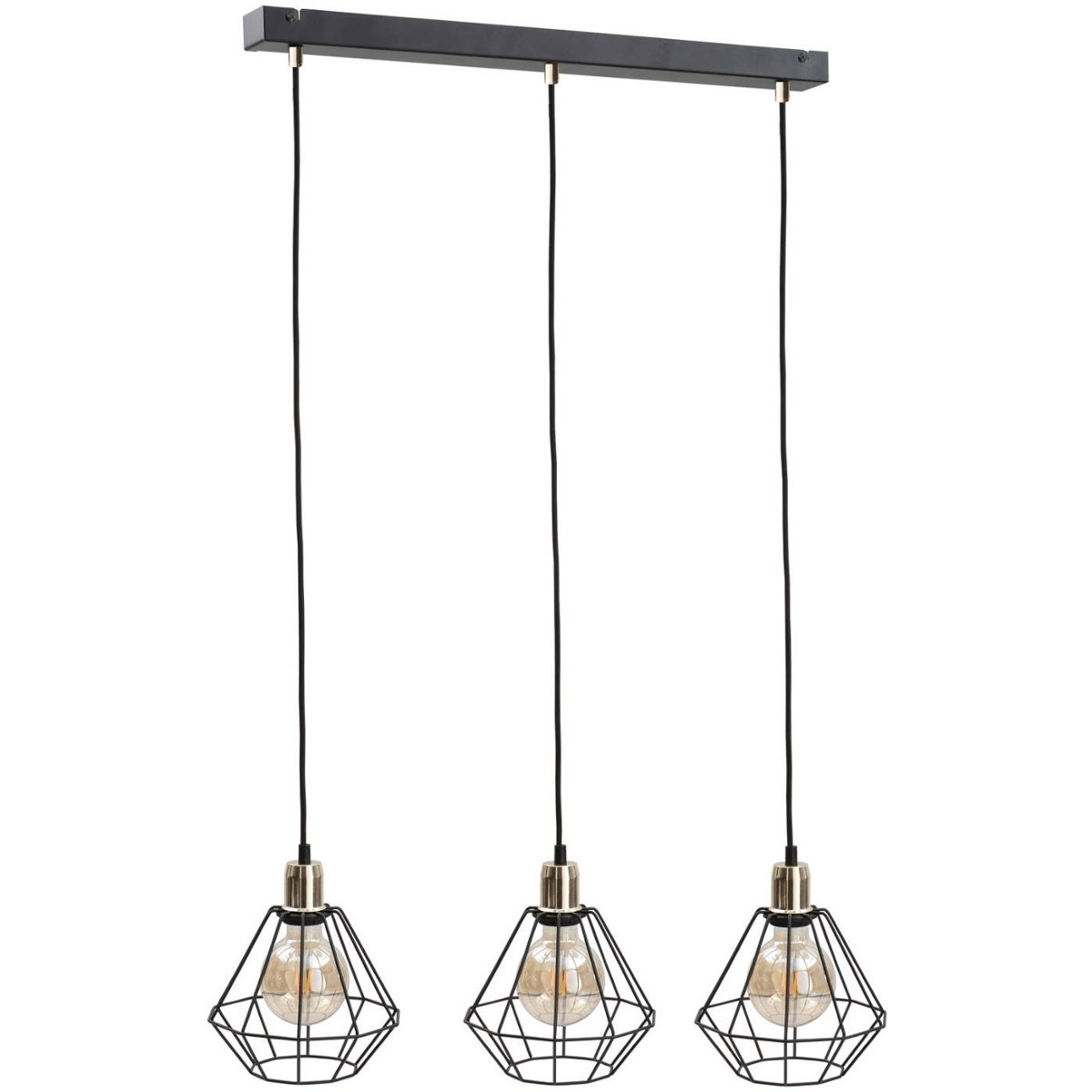 KET Industrialna LAMPA wisząca loftowa OPRAWA metalowy ZWIS druciaki złoty KET445