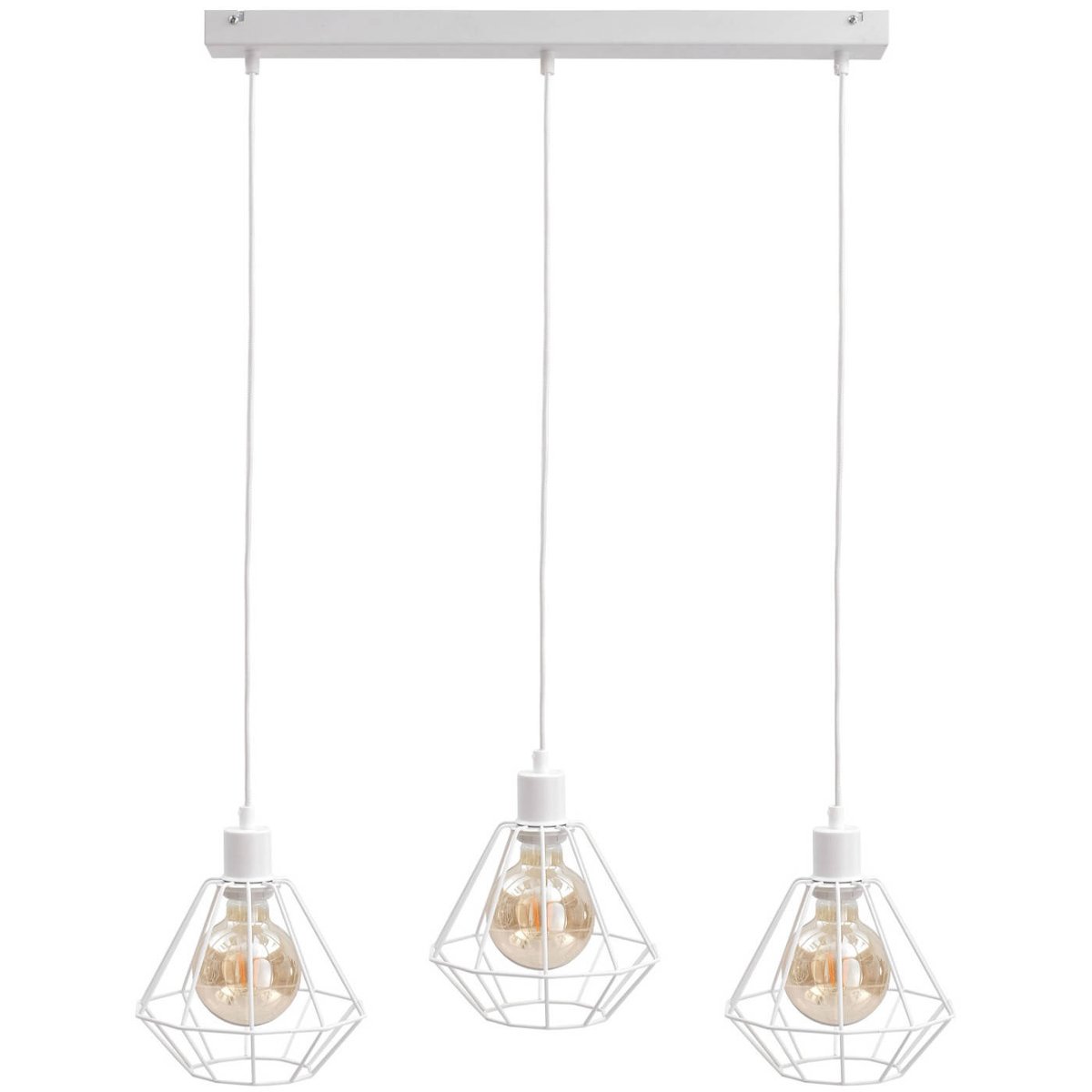KET Industrialna LAMPA wisząca loftowa OPRAWA metalowy ZWIS druciaki biały KET461
