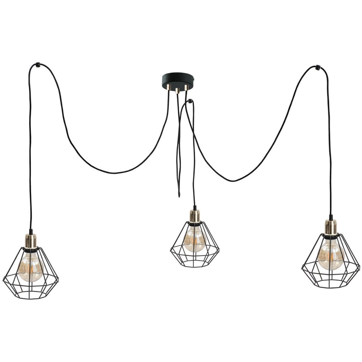 KET Loftowa LAMPA wisząca druciana OPRAWA metalowy ZWIS pająk czarny złoty KET447