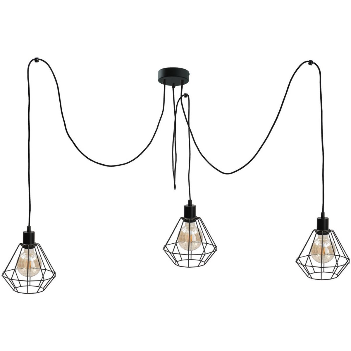 KET Loftowa LAMPA wisząca metalowa OPRAWA druciany ZWIS pająk czarny KET456