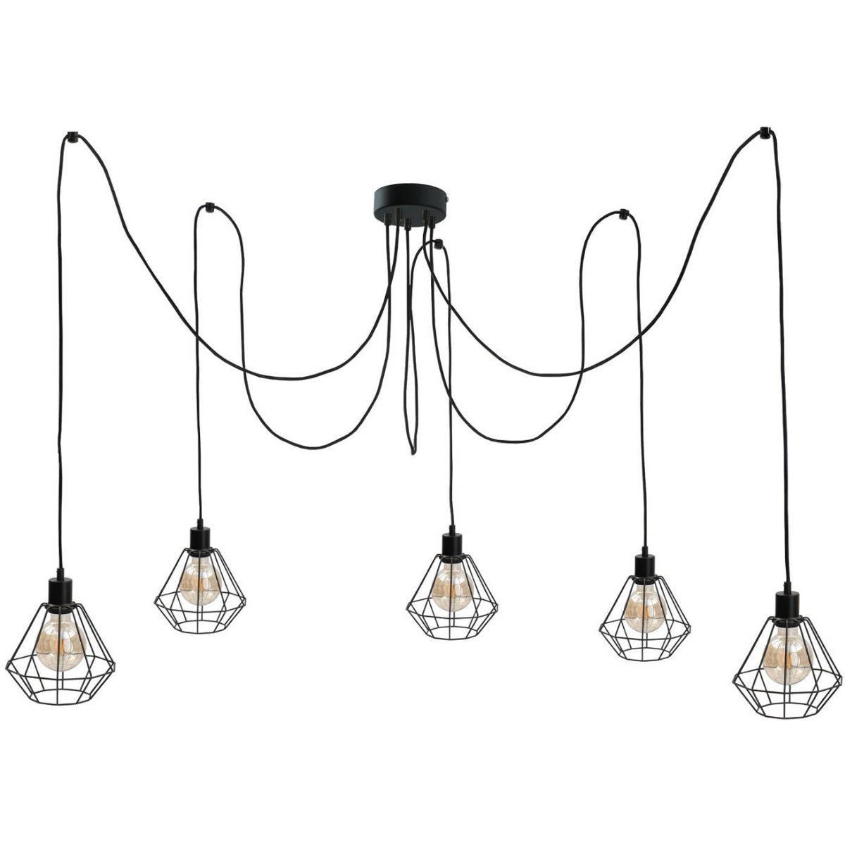 KET Industrialna LAMPA wisząca loftowa OPRAWA metalowy PAJĄK zwis czarny KET457