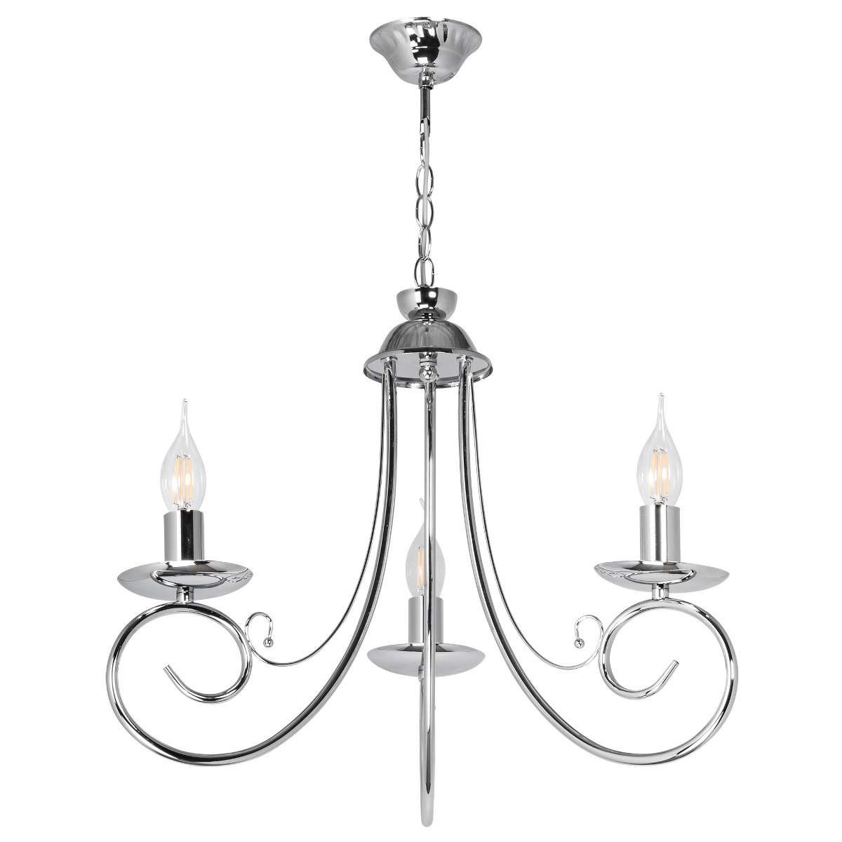 Inne Żyrandol LAMPA wisząca VEN W-N 1541/3 CR świecznikowa OPRAWA metalowy ZWIS na łańcuchu chrom VEN W-N 1541/3 CR