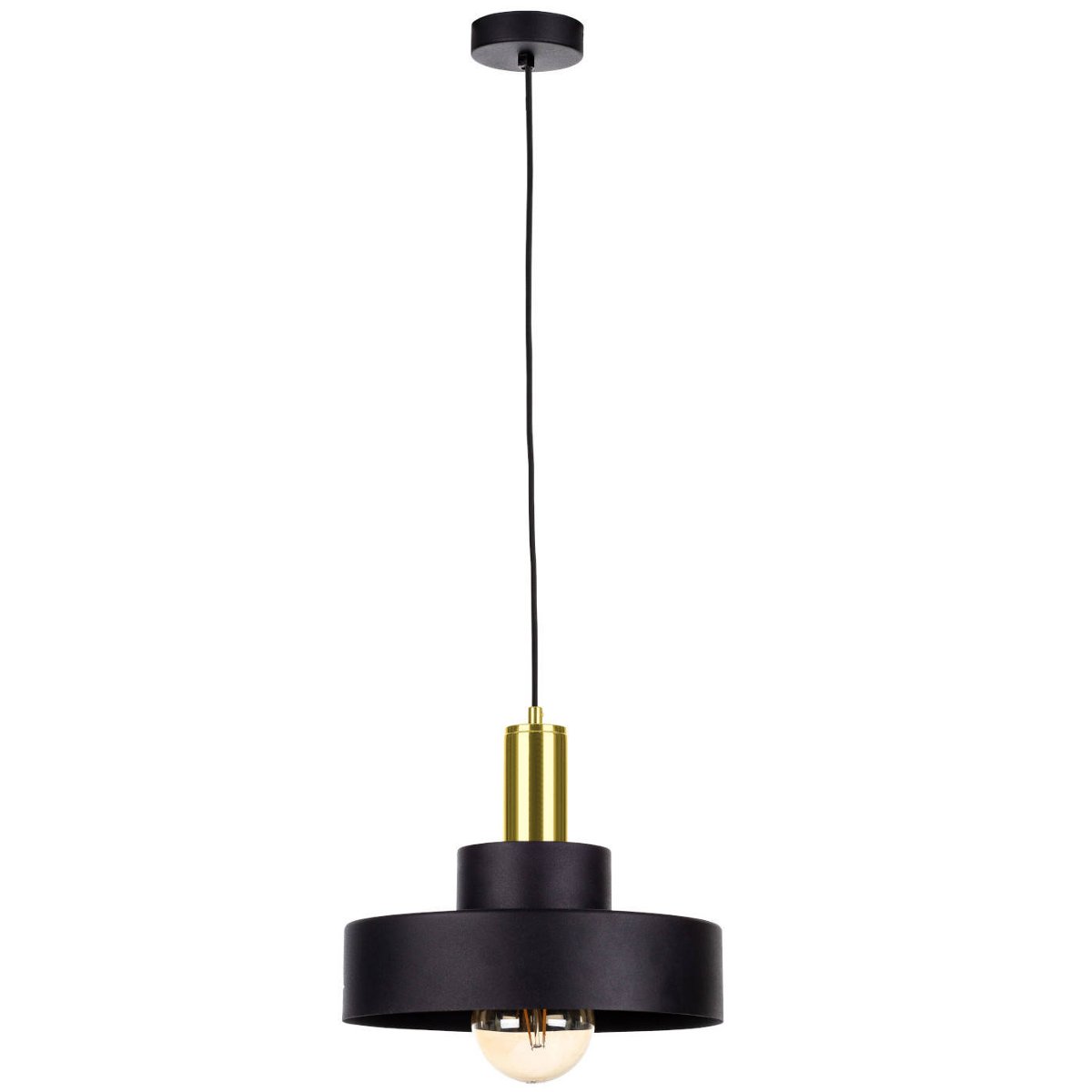 Zdjęcia - Żyrandol / lampa Loftowa LAMPA wisząca KET895 okrągła OPRAWA metalowy zwis czarny złoty