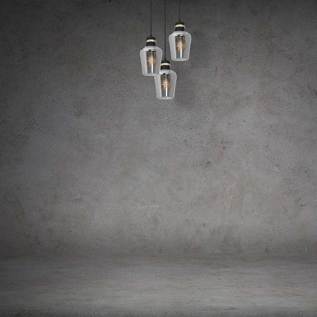 Milagro Loftowa LAMPA wisząca RICHMOND MLP6541 szklana OPRAWA kaskada ZWIS podłużny czarny przezroczysty MLP6541