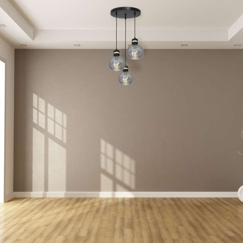 Milagro Industrialna LAMPA wisząca OMEGA MLP6533 szklana OPRAWA kule ZWIS loft kaskada czarna przezroczysta MLP6533