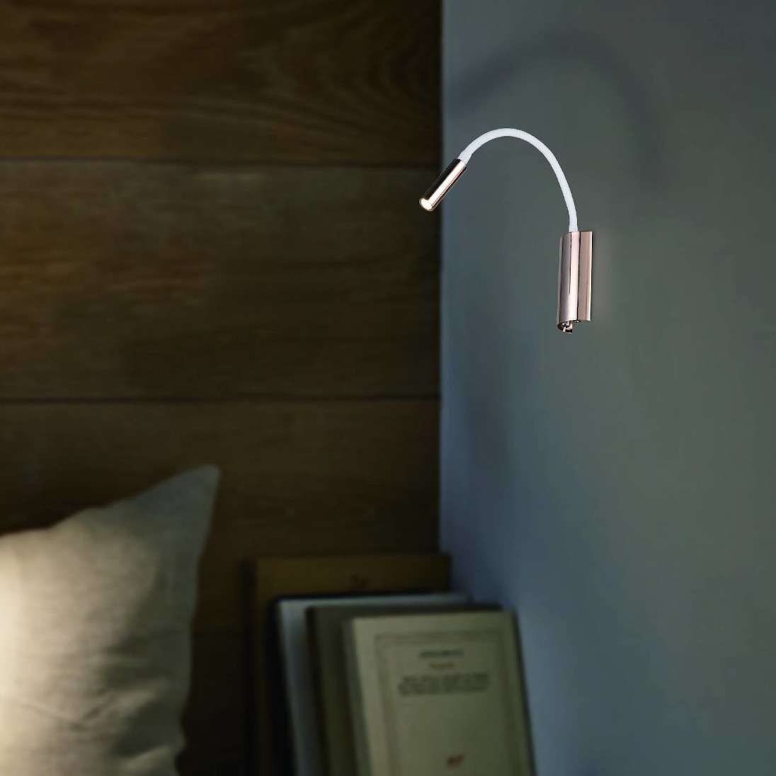 Orlicki Design Regulowana LAMPA ścienna Nuto Bianco Gold metalowa OPRAWA na peszlu LED 3W 3000K do czytania biała złota __code-59387