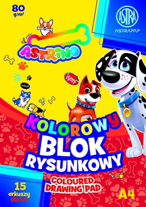 Astra Blok rysunkowy kolorowy barwiony w masie A4 'Astrino' 80 gsm 15 kartek