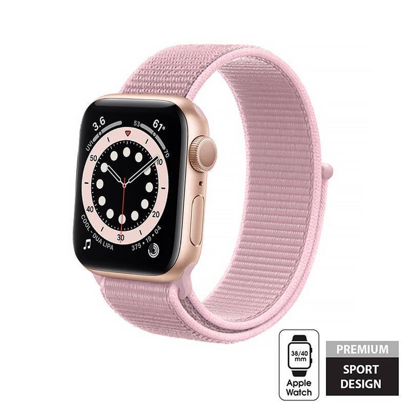CRONG Pasek sportowy Nylon do Apple Watch 38/40/41 mm (Powder Pink)