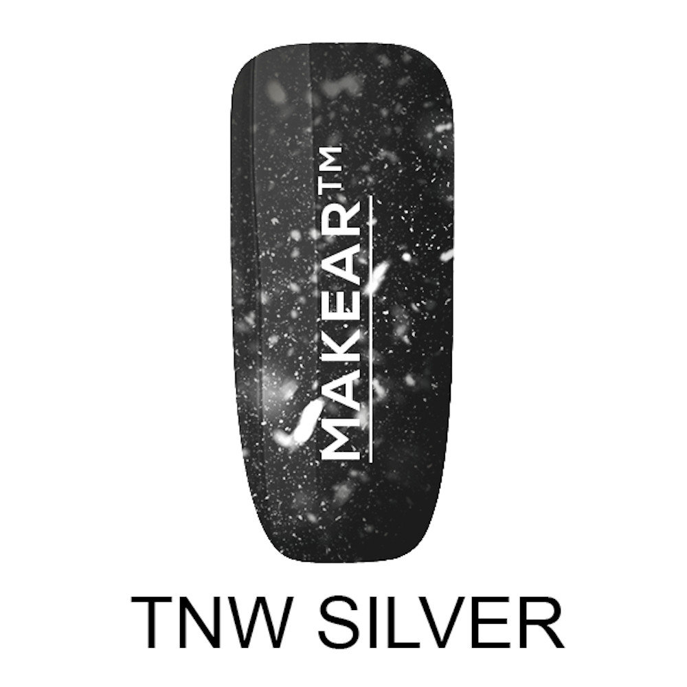 Makear Top No Wipe Silver 8ml - Top wykończeniowy bez warstwy dyspresyjnej ze srebrną drobinką