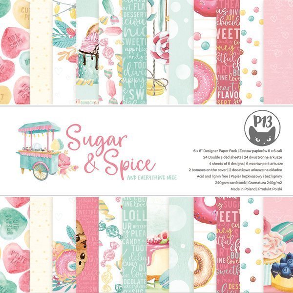 Zestaw papierów ozdobnych, 15x15cm, Sugar&Spice