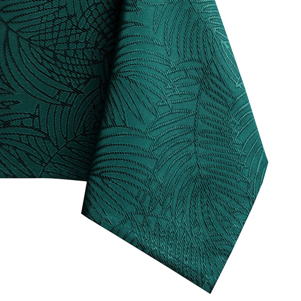 Obrus Gaia Butelkowa zieleń Tłoczony Roślinny 110x180 owal AmeliaHome - TCLOTH/AH/GAIA/HMD/BOTTLEGREEN/O110X180