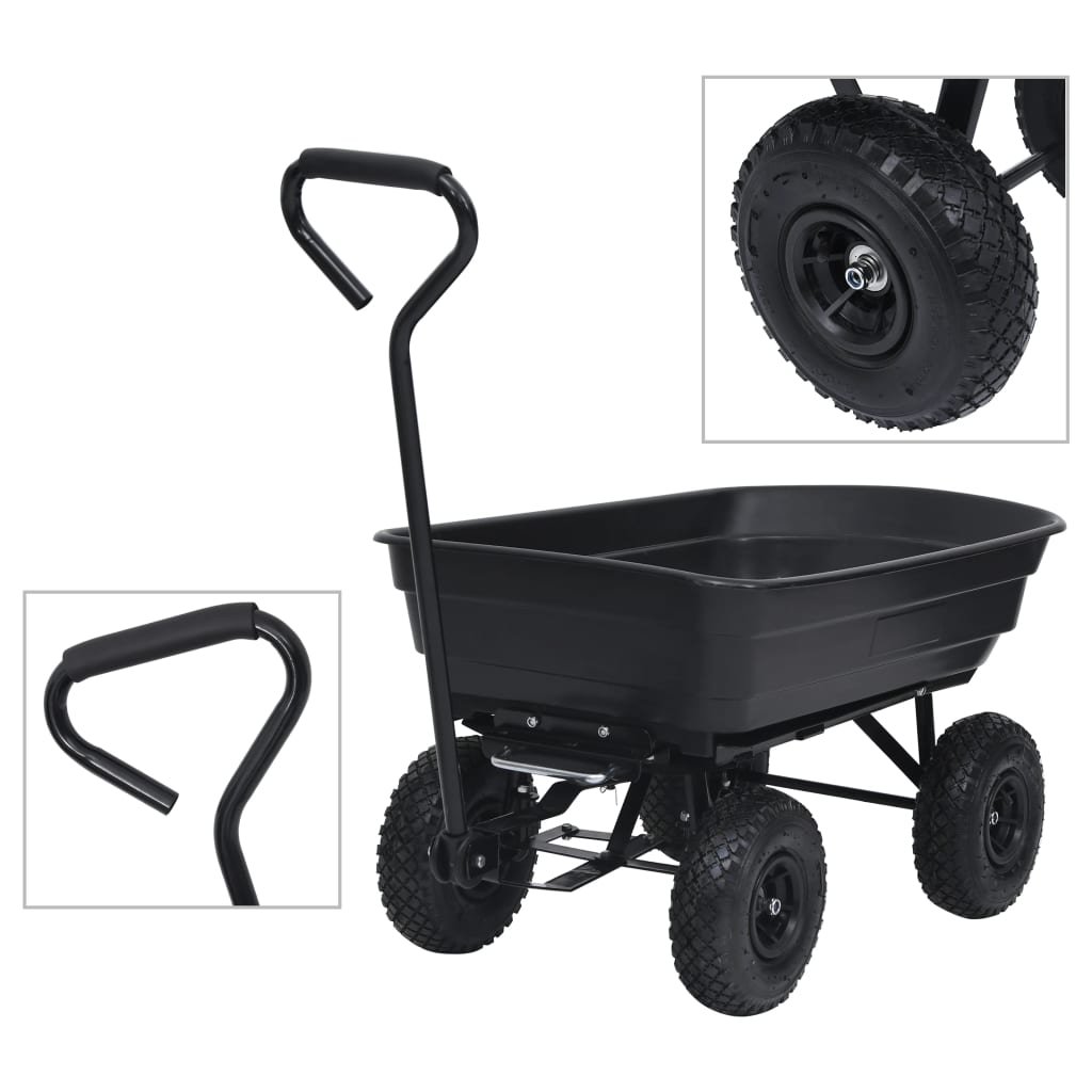 vidaXL Lumarko Ogrodowy wózek ręczny z wywrotką, 300 kg, 75 L, czarny! 92579