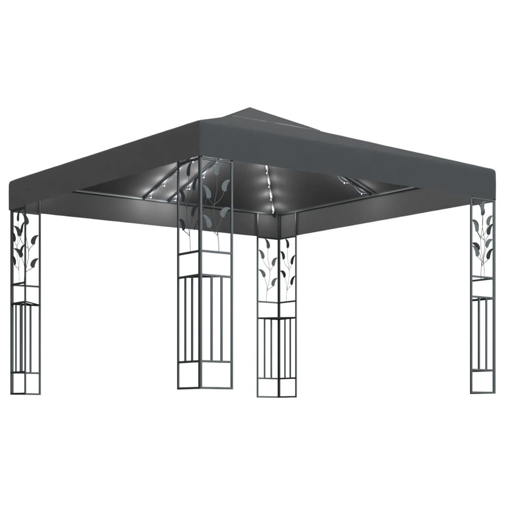 vidaXL Altana ze sznurem lampek, 3x3 m, antracytowa! 3070296