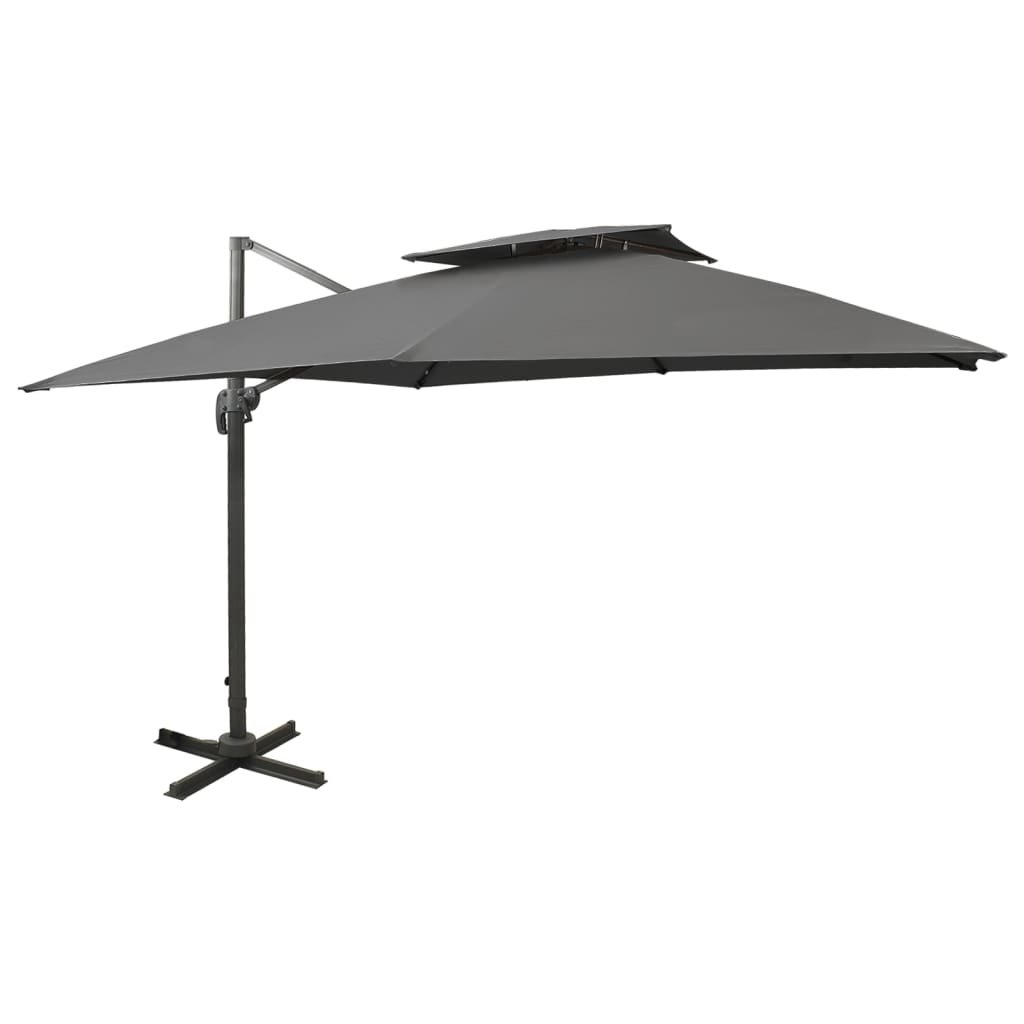 vidaXL Parasol wiszący z podwójną czaszą, 300x300 cm, antracytowy 312372