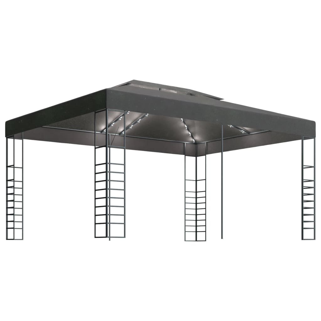 vidaXL Altana ze sznurem lampek, 3x4 m, antracytowa! 3070308
