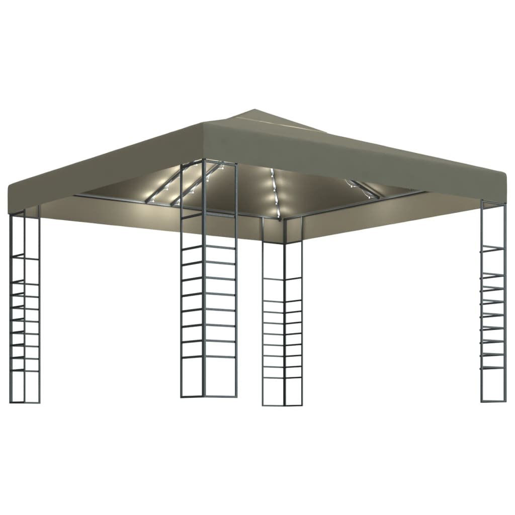 vidaXL Altana ze sznurem lampekLED, 3x3 m, taupe