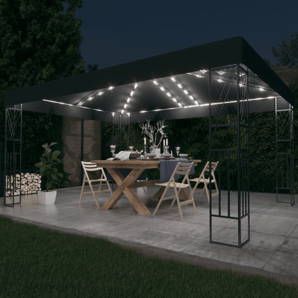 vidaXL Altana ze sznurem lampek, 3x4 m, antracytowa tkanina! 3070329