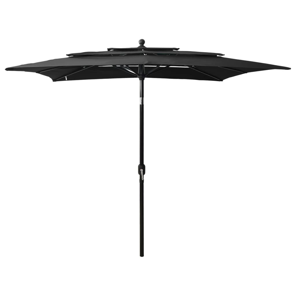 vidaXL 3-poziomowy parasol na aluminiowym słupku, czarny, 2,5x2,5 m vidaXL