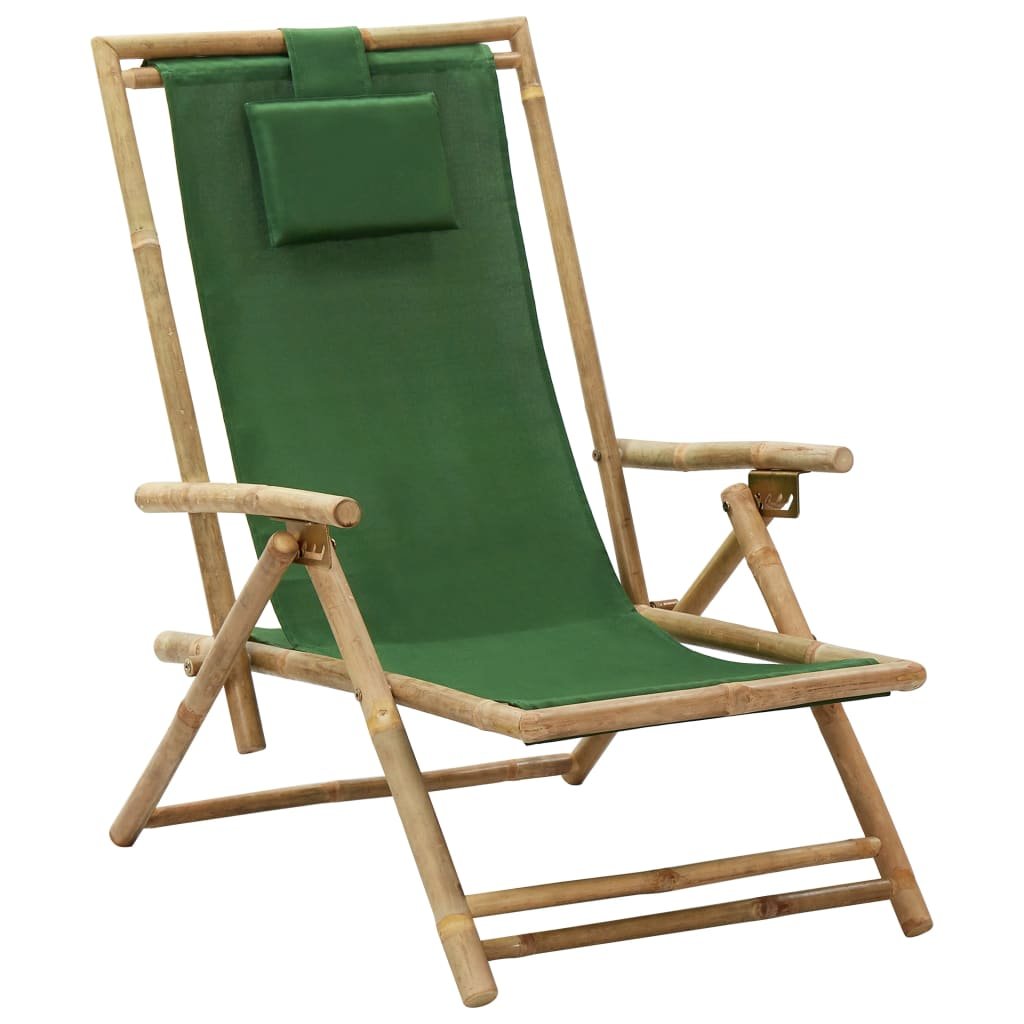 vidaXL Fotel rozkładany zielony bambus i tkanina 313027