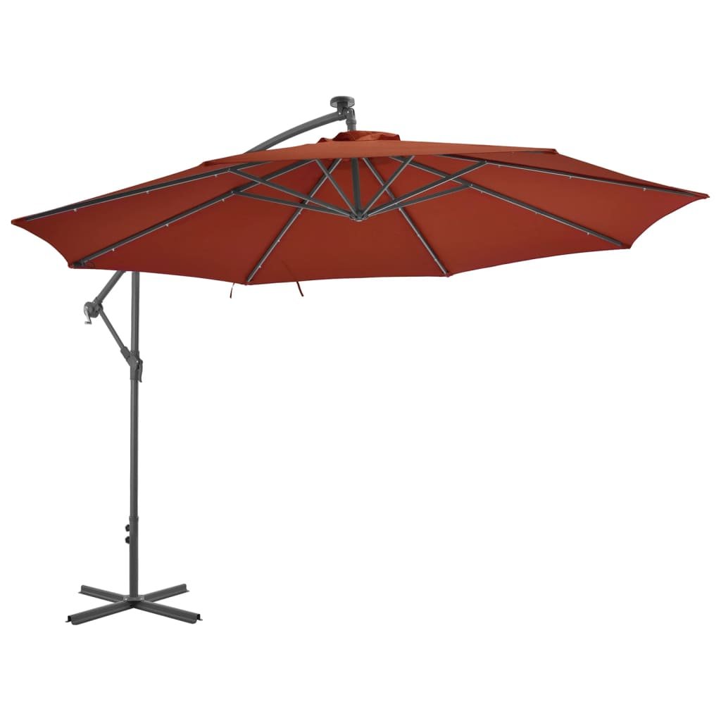 vidaXL Parasol wiszący z lampkami LED, terakota, 350 cm 313783