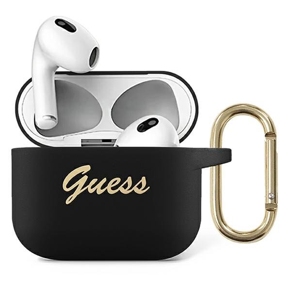 Guess Guess GUA3SSSK AirPods 3 cover czarny/black Silicone Vintage Script GUE1106BLK