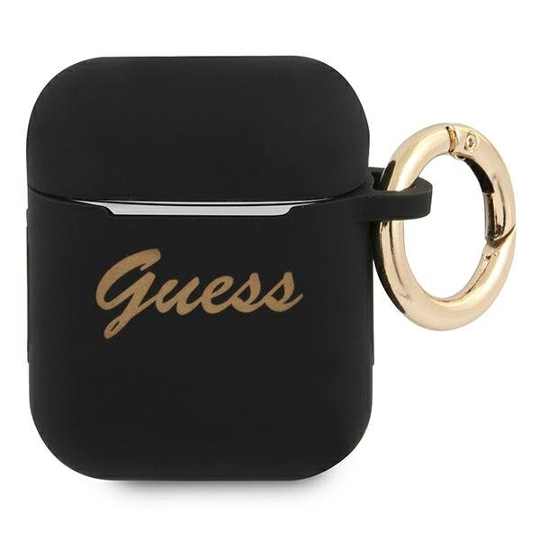 Guess Guess GUA2SSSK AirPods cover czarny/black Silicone Vintage Script GUE1091BLK