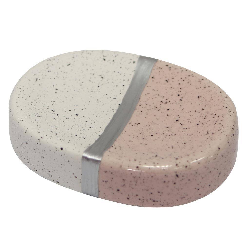Ceramiczna mydelniczka, różowa, 11 x 8 cm