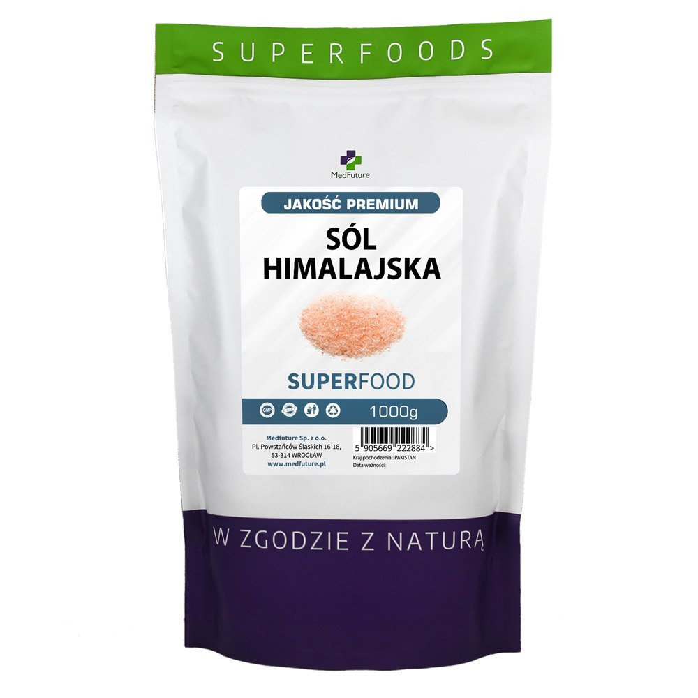 Medfuture Sól Himalajska 1000g Różowa 100% Naturalna - 1 kg