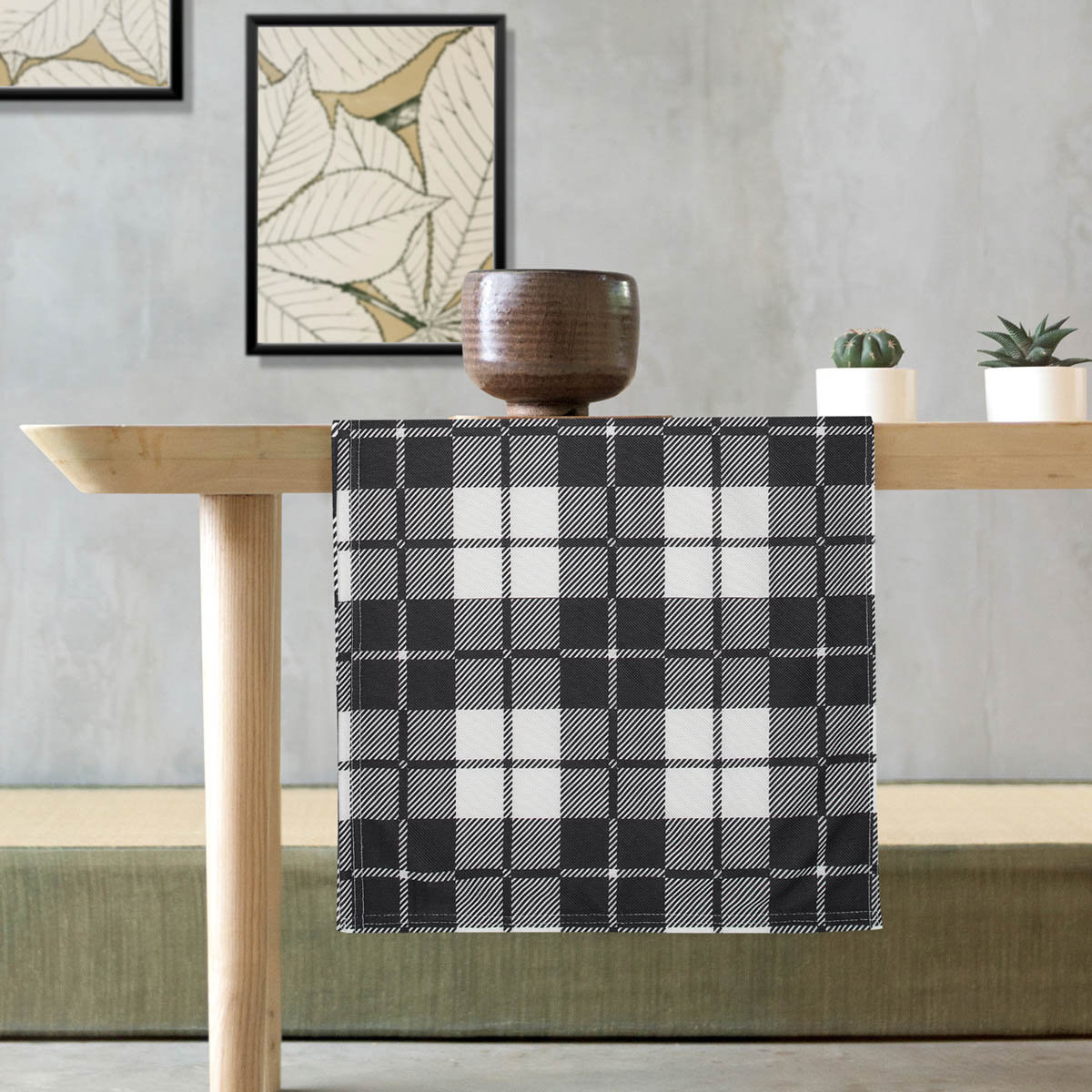 Bieżnik stołowy, runner, obrus czarno biała kratka Black 40x140 cm