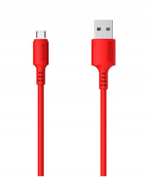 SOMOSTEL SOMOSTEL KABEL USB MICRO 3A SOMOSTEL CZERWONY 3100MAH QUICK CHARGER 1.2M POWERLINE SMS-BP06 MACARON SMS-BP06 CZERWONY SMS-BP06 micro red