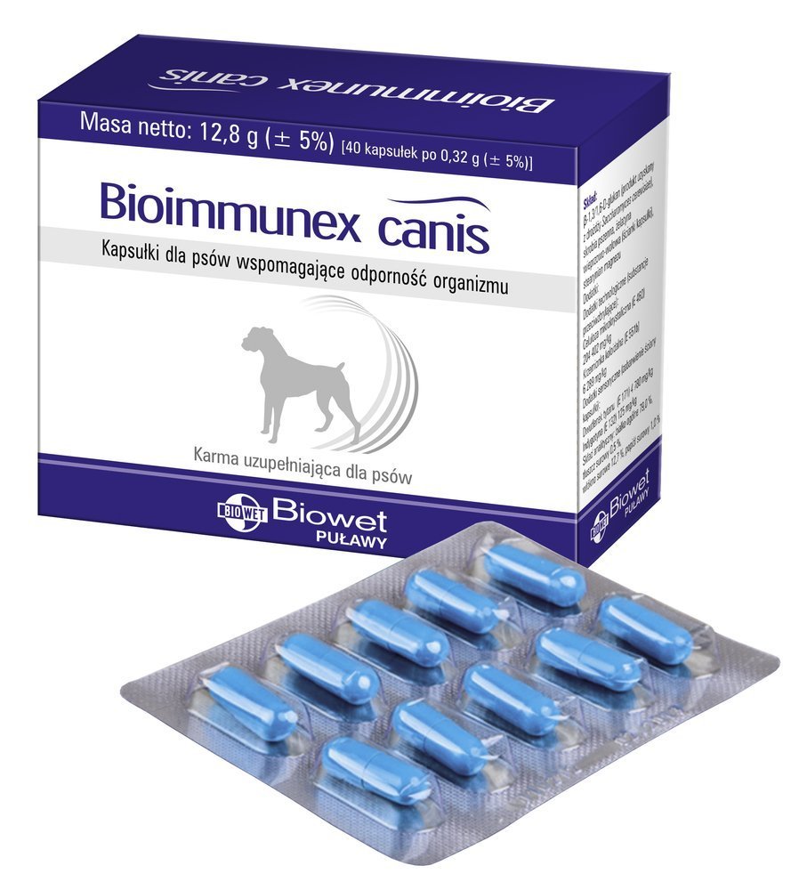 Biowet Bioimmunex canis kapsułki dla psów wspomagające odporność organizmu 40 kaps