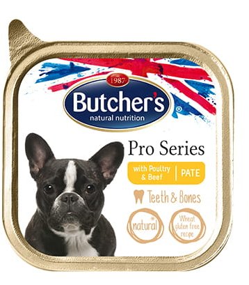 Butchers Pro Series Teeth&Bones z drobiem i wołowiną tacka 150g