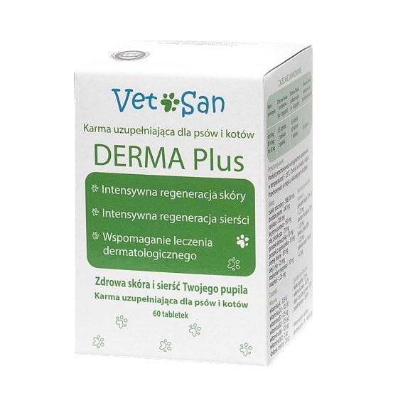 Vetosan Vetosan Derma Plus regeneracja skóry psa i kota 60 Tabl Dostawa GRATIS od 99 zł super okazje