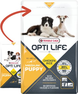 VERSELE-LAGA Opti Life Puppy Medium 2,5kg - z kurczakiem - dla szczeniąt średnich ras