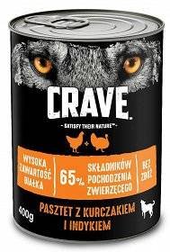 Crave CRAVE puszka 400g pasztet z kurczakiem i indykiem pełnoporcjowa mokra karma bezzbożowa dla dorosłych psów)